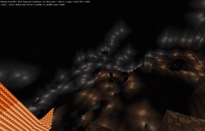 A huge (and buggy) cave in indev mapgen, Minetest 0.4.9